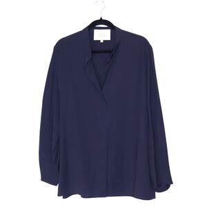 STUDIO NICHOLSON Volume Sleeve Shirt Navy Blue Popover Blouse Women's 3/US 10